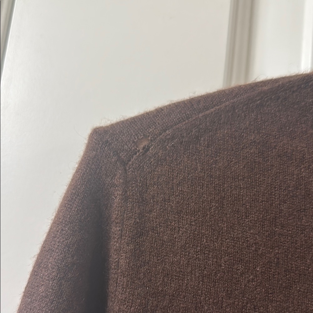 Embroidered Floral Flower Brown Cashmere Cardigan Sweater Size S - Picture 4 of 11